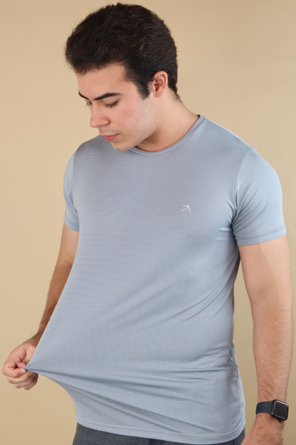 Playera Deportiva Secado Rápido Gris Para Hombre Manga Corta